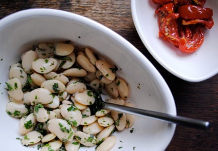 Beans baked with Feta, Tomatoes and Herbs