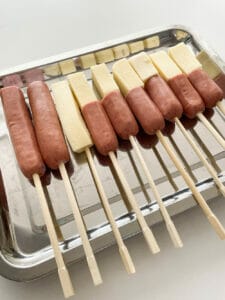 Korean Corn Dog Recipe - Preparing the Corn Dogs and Cheese 3