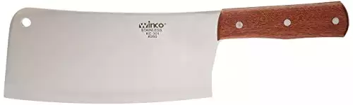 Winco 8" Heavy Duty Chinese Cleaver with Wooden Handle