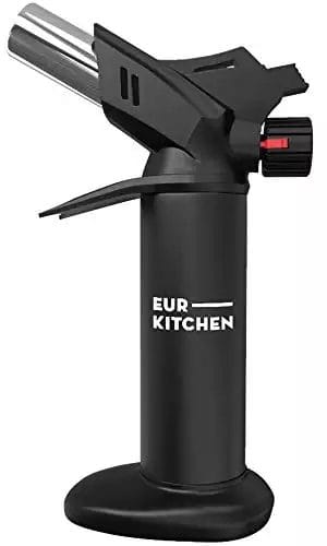 EurKitchen Premium Culinary Butane Torch with Safety Lock & Adjustable Flame Guard - Baking Tools as Chef Gifts - Kitchen Torch Lighter for Creme Brulee, BBQ, Soldering (Butane Gas Not Included)