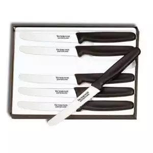 Victorinox-Swiss-Army-Cutlery Serrated Steak Knife Set, Round-tip, 4.25-Inch, 6-Piece