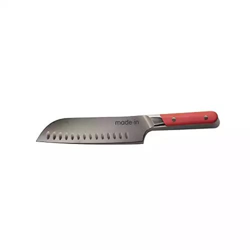 Made In Cookware - 7" Santoku Knife France - Full Tang With Pomme Red Handle
