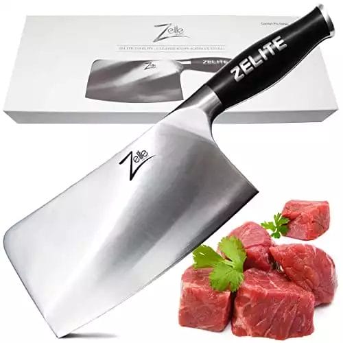 Zelite Infinity Butcher Knife 7 Inch, Meat Cleaver Knife, Chopping Knife, Meat Knife, Meat Cutting Knife, Big Knife, Chinese Cleaver Knife - German High Carbon Stainless Steel - Razor Sharp Knife