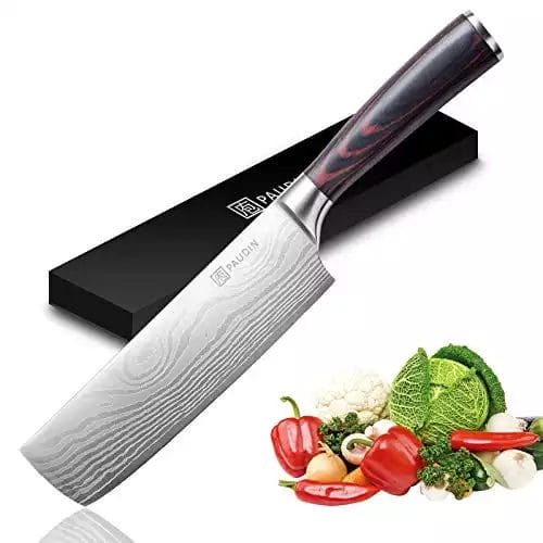 PAUDIN Nakiri Knife - 7" Razor Sharp Meat Cleaver and Vegetable Kitchen Knife, High Carbon Stainless Steel, Multipurpose Asian Chef Knife for Home and Kitchen with Ergonomic Handle