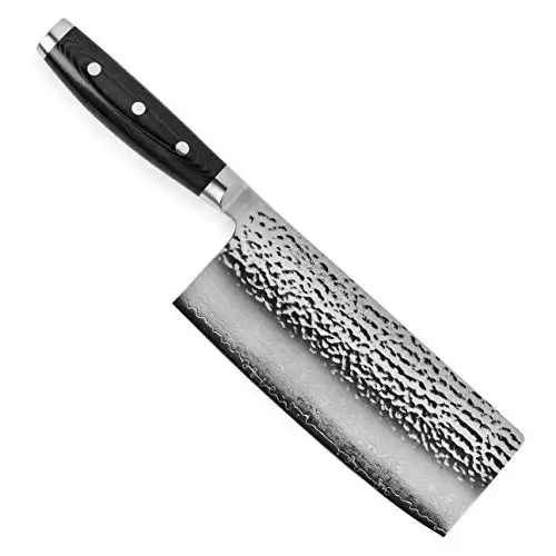 Enso HD 7" Vegetable Cleaver - Made in Japan - VG10 Hammered Damascus Stainless Steel Chinese Chef's Knife