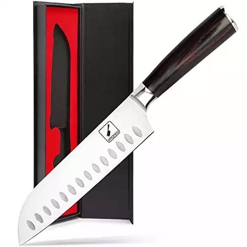imarku Chef Knife 7 Inch Kitchen Knife Ultra Sharp Santoku Knife - 7Cr17Mov Japanese Chefs Knife - Ergonomic Pakkawood Handle, Best Knives Choice & Kitchen Gadgets 2023, Gifts for Women and Men