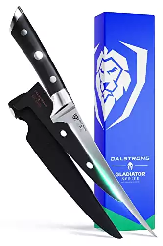 Dalstrong Fillet Knife - 7 inch Flexible Blade - Gladiator Series Elite - High Carbon German Steel - Black G10 Handle - w/Two Sheaths - Razor Sharp Kitchen Knife - Chef Boning Knife - NSF Certified