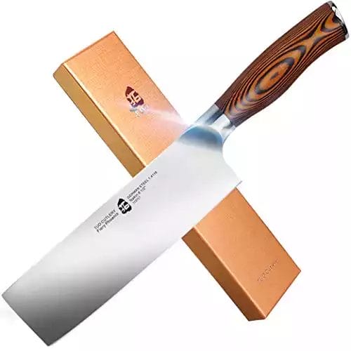 TUO Nakiri Knife - Vegetable Cleaver Kitchen Knives - Japanese Chef Knife German X50CrMoV15 Stainless Steel - Pakkawood Handle - 6.5" - Fiery Series