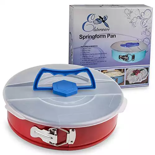 Springform Pan 10 Inch for Baking Cake and Cheesecake from Elsterware Quick-Clean Tin, Easy Release Spring Clip, and Removable Bottom Allow Pans Nonstick Separation to Reveal a Masterpiece. Bake Easy!